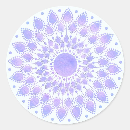Sticker Rond Lavender Lotus Floral Mandala (Devant)