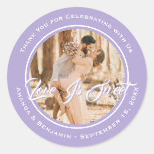 Sticker Rond Lavender Love Is Sweet Mariage Photo