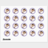 Sticker Rond Lavender Modern Mariage Photo Enregistrer La Date (Feuille)