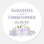 Sticker Rond Lavender Purple Roses & Blossoms Simple Mariage (Devant)