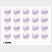 Sticker Rond Lavender Two Hearts Intertwined Wedding (Feuille)