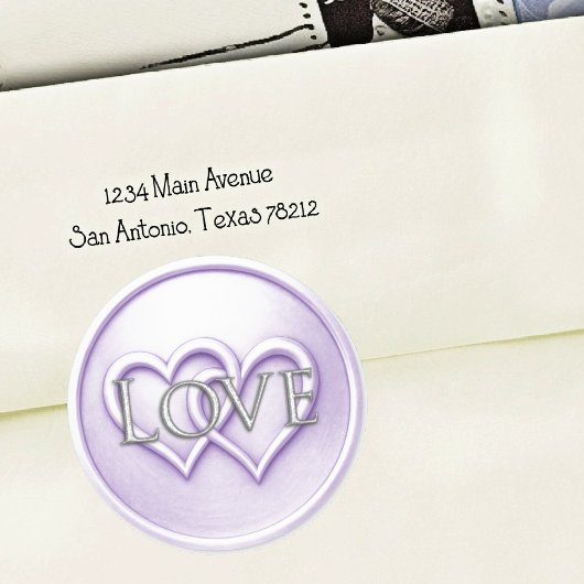 Sticker Rond Lavender Two Hearts Intertwined Wedding
