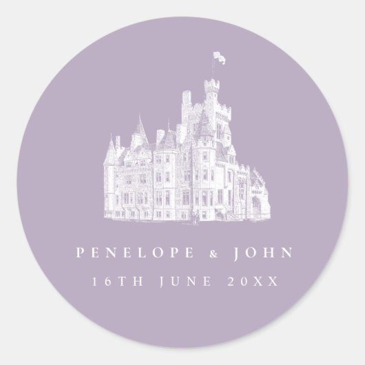 Sticker Rond Lavender Vintage Castle Destination Wedding (Devant)