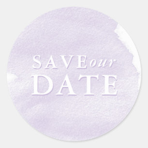 Sticker Rond Lavender Watercolor Wash Enregistrer notre date