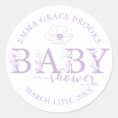 Sticker Rond Lavender Wildflower Baby Shower (Devant)