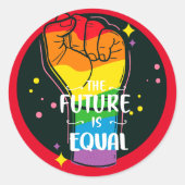 Sticker Rond L'Avenir Est Également Élevé D'Un Poing (Devant)