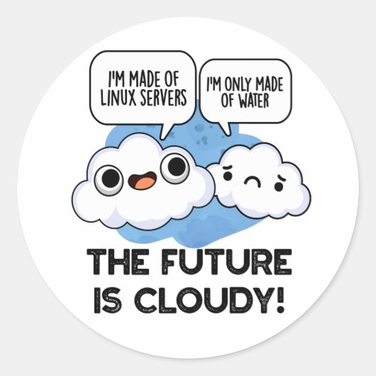 Sticker Rond L'Avenir Est Nuageux Bruyant Météo Ordinateur Pun (Devant)