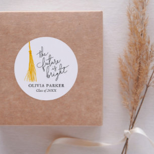 Sticker Rond L'Avenir Est Un Bon Graduation Tassel Jaune