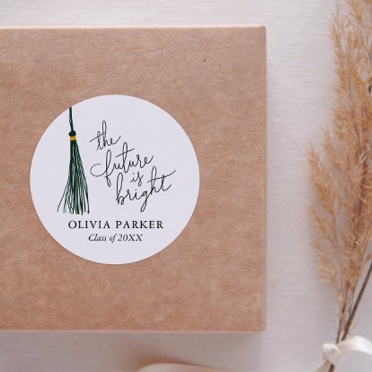 Sticker Rond L'Avenir Est Une Belle Marche Verte De Graduation