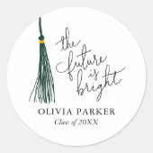 Sticker Rond L'Avenir Est Une Belle Marche Verte De Graduation (Devant)