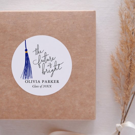 Sticker Rond L'Avenir Est Une Citation Lumineuse Graduation Blu