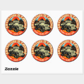 Sticker Rond L'Aventure À Quatre Roues Est Appelée Et Je Dois (Feuille)