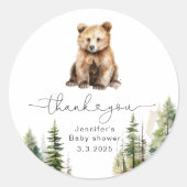 Sticker Rond L'aventure attend ours baby shower merci (Devant)