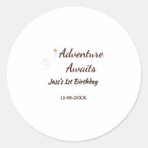 Sticker Rond L'aventure attend planificateur de date de nom d'a