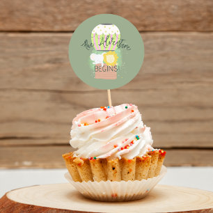 Sticker Rond L'aventure commence à chaud ballon à bulle d'air c