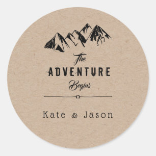Sticker Rond L'aventure commence ⎥Autocollant rond rustique