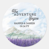 Sticker Rond L'aventure commence Lavender Valley Mariage (Devant)