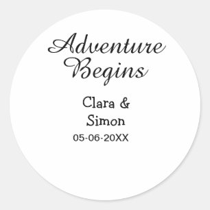 Sticker Rond L'aventure commence nom du couple marié datsimple