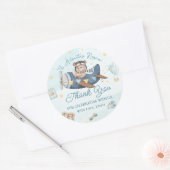 Sticker Rond L'aventure commence un joli Baby shower de garçon (Enveloppe)