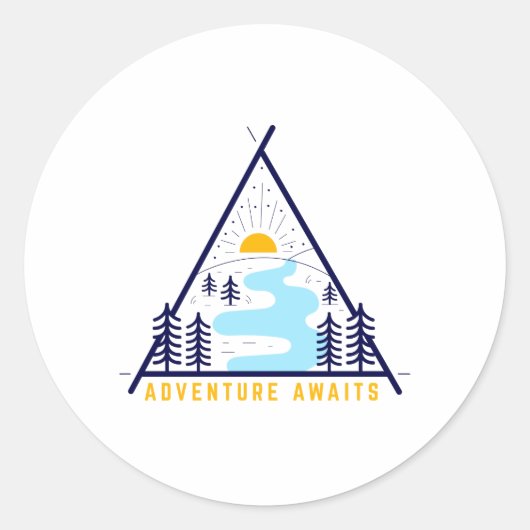 Sticker Rond L'aventure du camping (Devant)