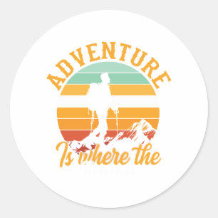 Sticker Rond L'aventure est là où se trouve le coeur