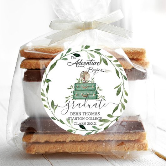 Sticker Rond L'aventure verte commence le voyage Graduation Fav