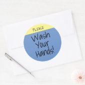 Sticker Rond Laver le texte personnalisé des mains (Enveloppe)