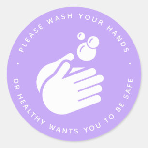 Sticker Rond Laver les mains - Laver le coronavirus et la gripp