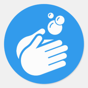 Sticker Rond Lavez-vous les mains - Lave-mains Coronavirus & Fl