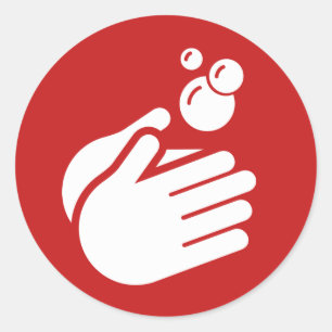 Sticker Rond Lavez-vous les mains - Lave-mains Coronavirus & Fl