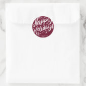 Sticker Rond Lavish Script Joyeux Vacances Rouge & Blanc (Sac)