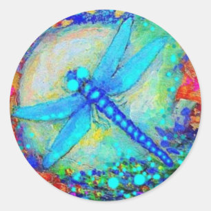 Sticker Rond L'Awesome Blue Dragonfly