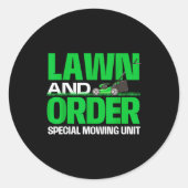 Sticker Rond Lawn And Order Special Mowing Unit - Lawn Mower Ga (Devant)