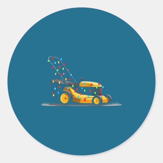 Sticker Rond Lawn Mower Christmas Graphics Lights Lover Mowing  (Devant)