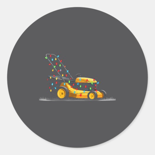 Sticker Rond Lawn Mower Christmas Graphics Lights Lover Mowing  (Devant)