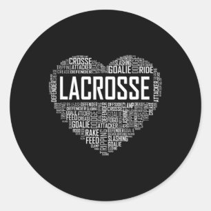Sticker Rond Lax Lacrosse Heart Love Player Lover Cadeau