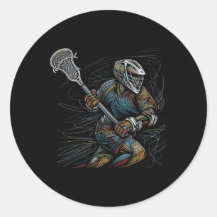 Sticker Rond Lax Lacrosse Lecteur Ligne Art Abstrait Couleur