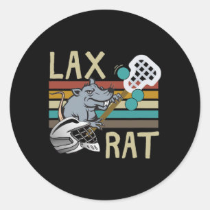 Sticker Rond Lax Rat Lacrosse Retro Vintage