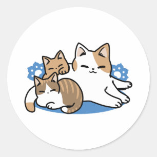 Sticker Rond Laze Furr Days - Cute Lazy Cats Design