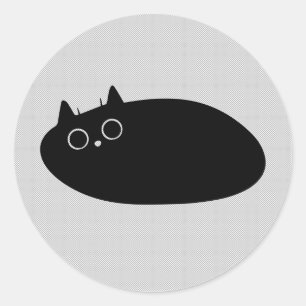 Sticker Rond Lazy Black Cat   Cadeaux pour Amoureux de les chat