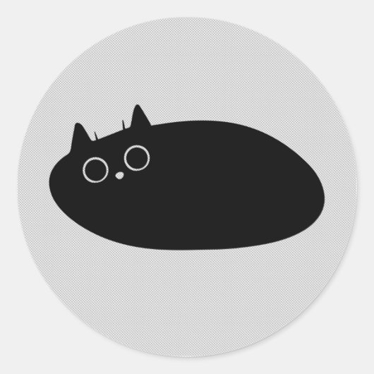 Sticker Rond Lazy Black Cat | Cadeaux pour Amoureux de les chat (Devant)