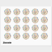 Sticker Rond Lazy Day Cute Sloth Birthday Party (Feuille)
