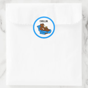 Sticker Rond Lazy Easy Chaise Oear, Drôle Chillin’ Papa Cartoon