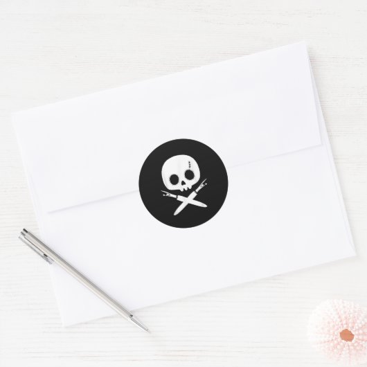 Sticker Rond Lazy Halloween Costume Sewing Rate Skull Seam Ripp (Enveloppe)