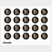Sticker Rond Lazy Sloth Lover Xmas Sloth Reindeer Light Joyeux  (Feuille)