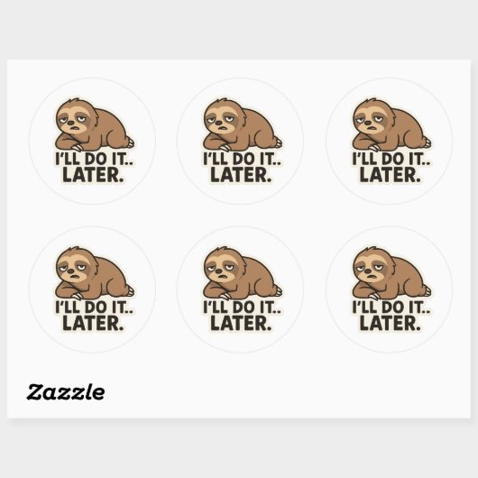 Sticker Rond Lazy Teddy bear (Feuille)