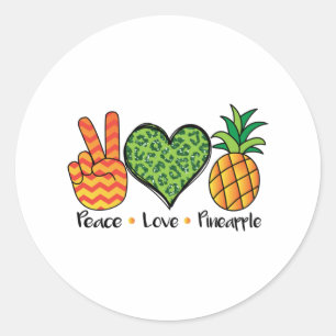 Sticker Rond L'Cool T-Shirt de l'ananas Peace Love