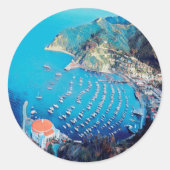 Sticker Rond ldp PÈRE NOËL CATALINA Island - Californie - port (Devant)