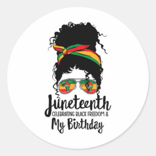 Sticker Rond Le 11° juin célébrant la liberté noire Mon anniver