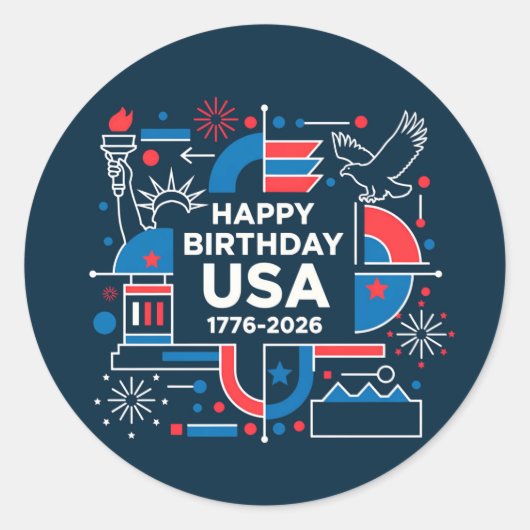 Sticker Rond Le 250e anniversaire de l'Amérique (Devant)